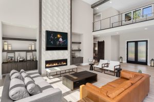 A living room filled with natural light and a Leon Edge Media Frame.