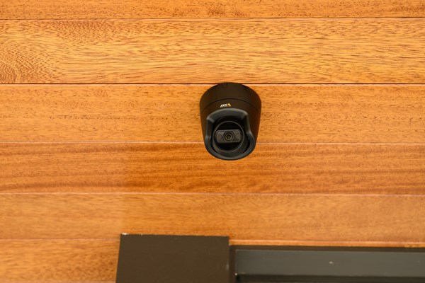 Installed exterior security camera